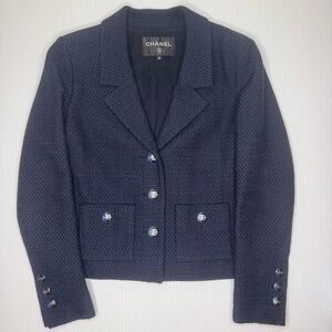 Chanel La Petite Veste Noire Pre-Spring Navy/Black Tweed Blazer/Jacket F 38/US 6